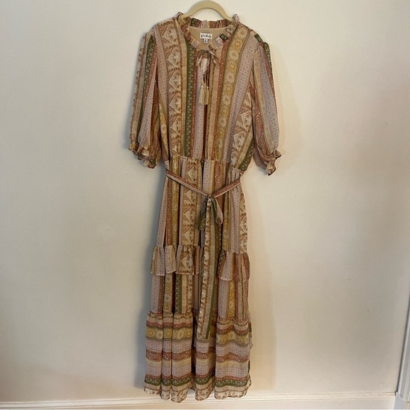 Wonderly Plus Size Elbow Sleeve Tiered Yarn Dyed Dress size 2x muted multicolor - Picture 4 of 9